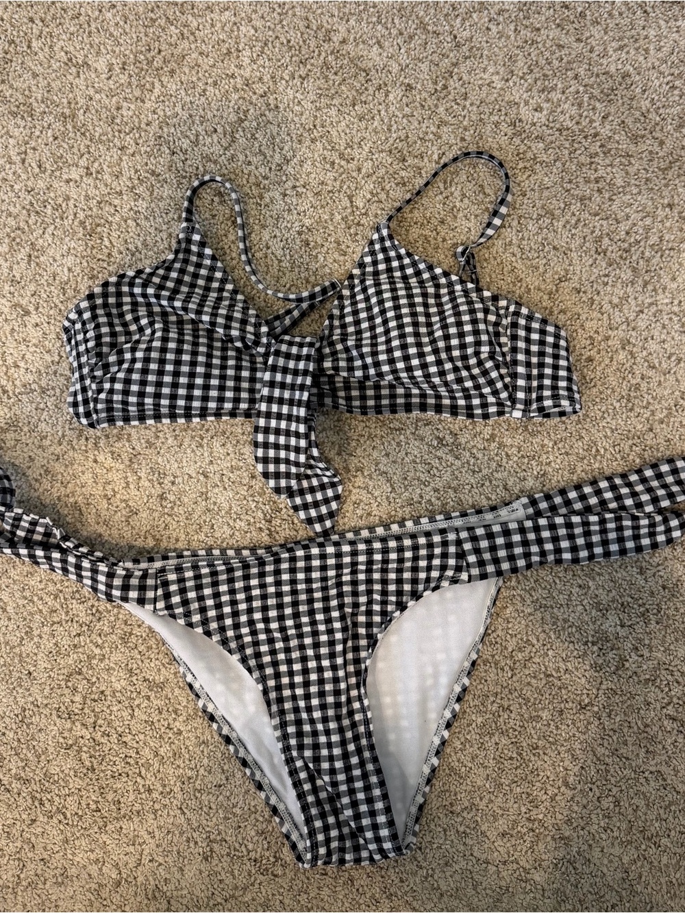 Black & White Gingham Bikini Set